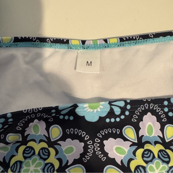 Blue Turquoise print two piece tankini bikini style swimsuit size medium - Picture 9 of 11